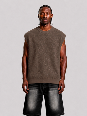 gilet bali  in maglia light brown