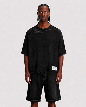 t-shirt in maglia donati  studios black