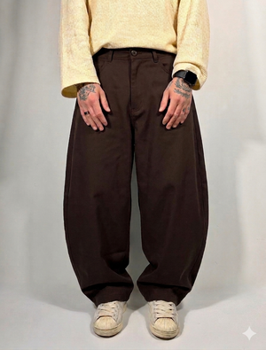 Pantalone balloon lino brown