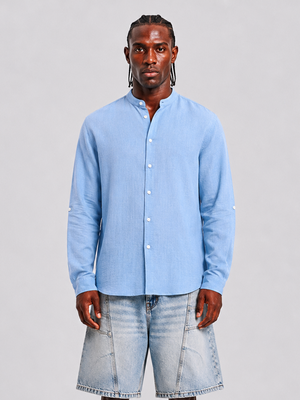 camicia lino light blu