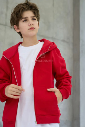 hoodie zip red bambino