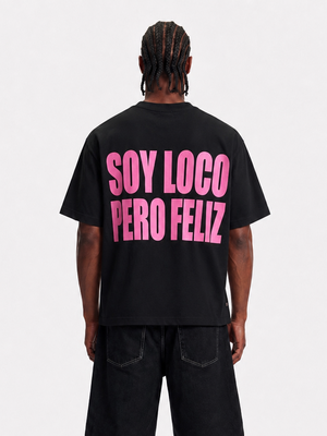 t-shirt soy loco pero feliz black