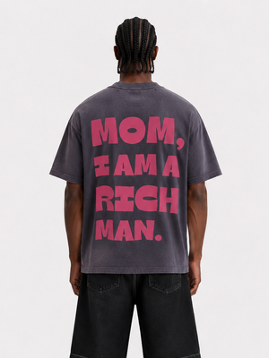 t-shirt mom I am rich man dark grey