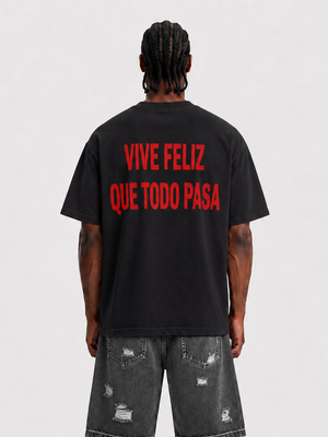 t-shirt vive feliz black red