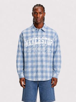 camicia never stop blu