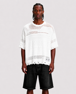 t-shirt in maglia donati  studios white