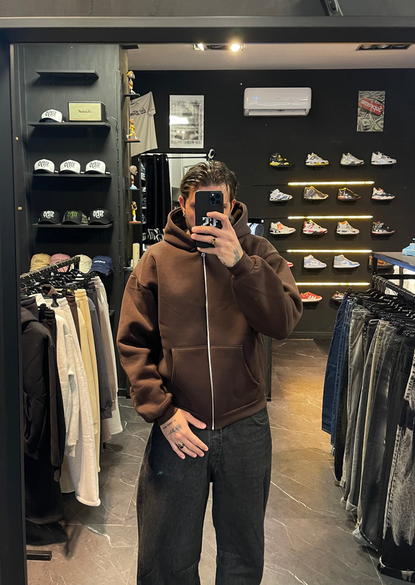 hoodie kanye zip brown